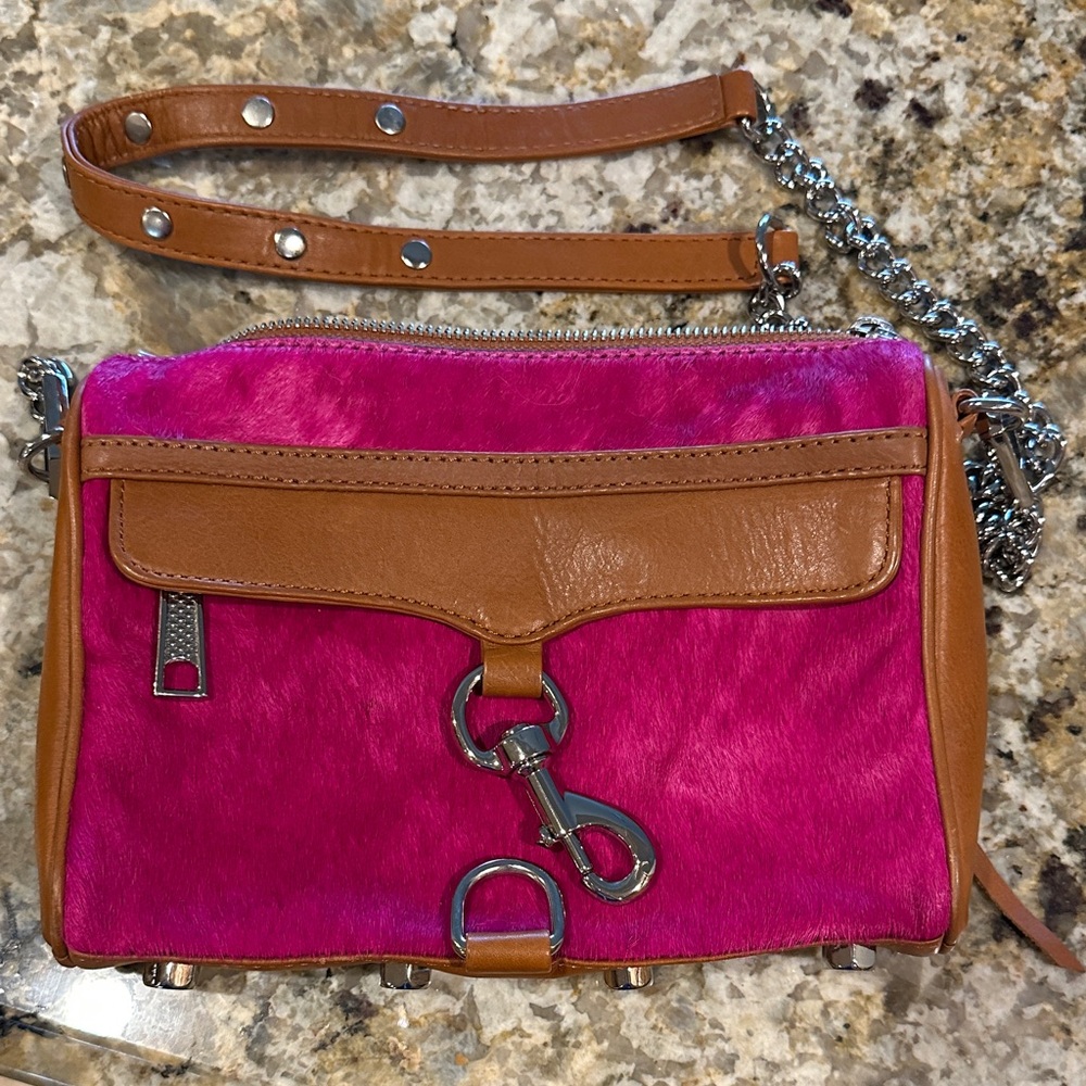 Rebecca Minkoff Fuchsia and Tan Crossbody Bag